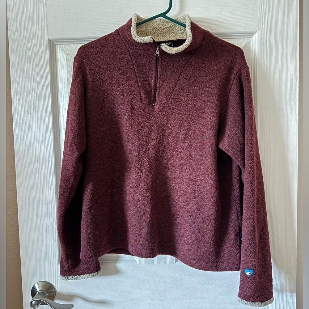 Kuhl Alfpaca Fleece Quarter Zip Burgundy Sherpa Trim Womens Size Medium
